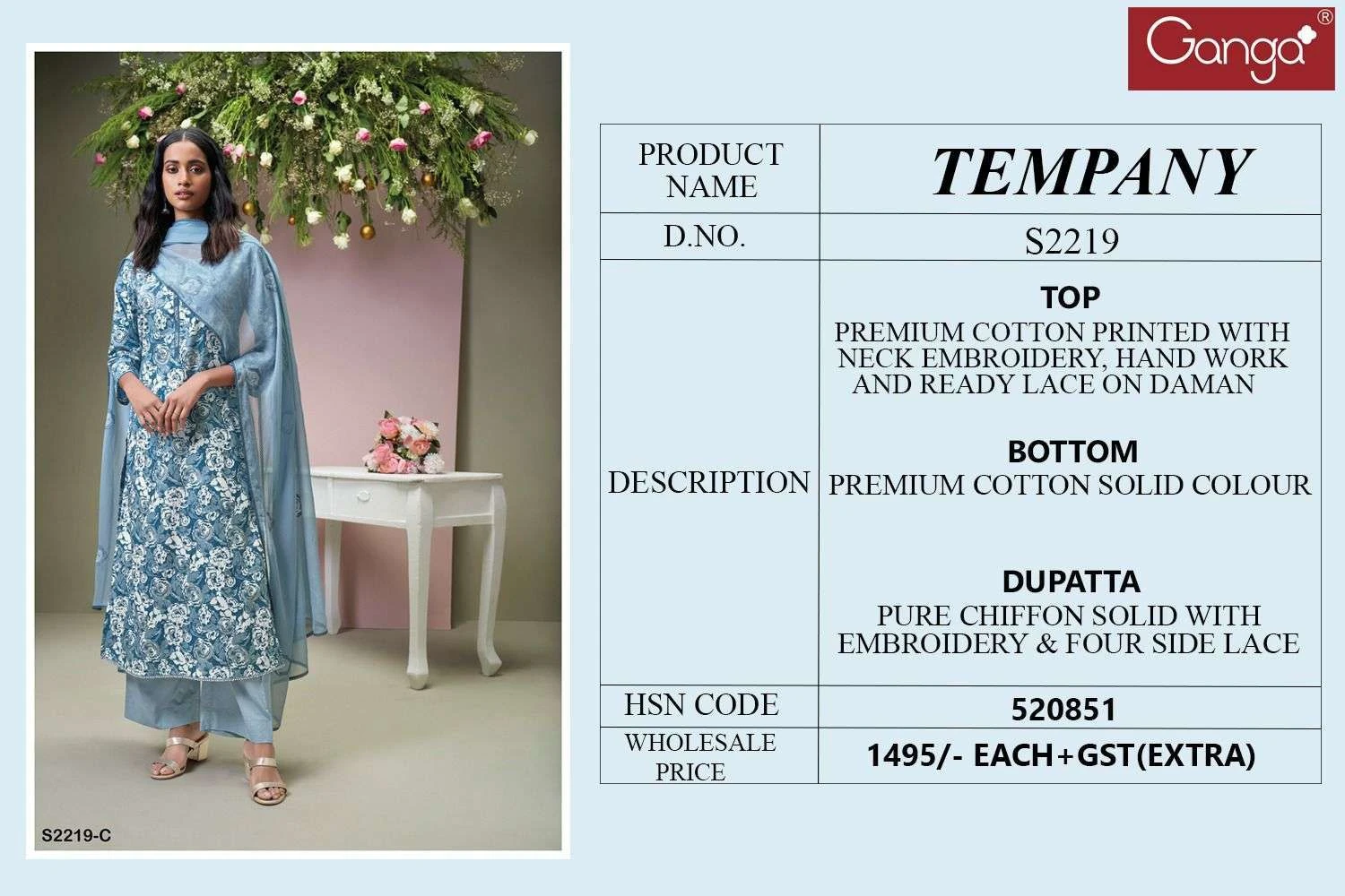 Ganga Tempany 2219 Premium Cotton Printed Wholesale Fancy Salwar Suit Catalog — Wholesale Salwar Suits, Ganga wholesale from Surat - Gallery Image 5